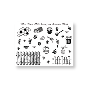 FN145 Foiled Honey Bee Elements Planner Stickers