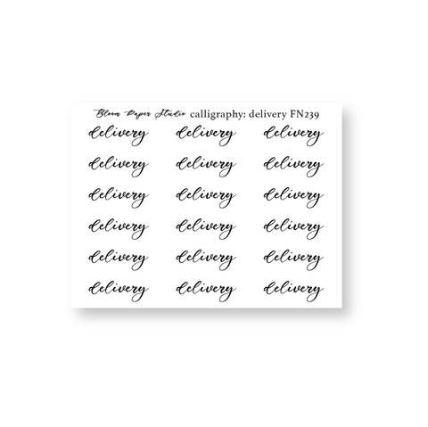 FN239 Foiled Script Calligraphy: Delivery Planner Stickers