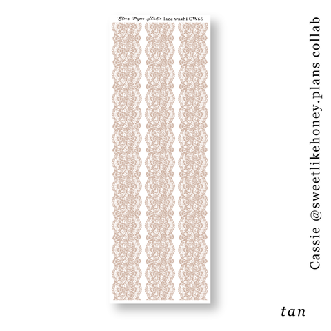 CW66 Lace Journaling Planner Stickers (Tan)