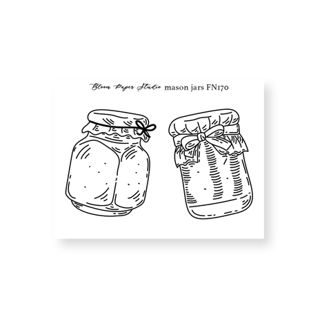 FN170 Foiled Mason Jars Planner Stickers