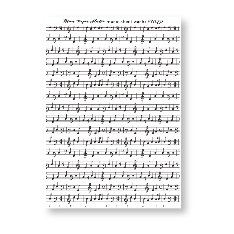 FWQ32 Foiled Sheet Music Washi Paper Stickers