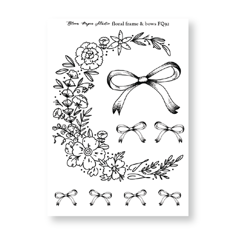 FQ92 Floral Frame in Frame & Bows Foiled Planner Stickers