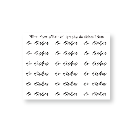 FN218 Foiled Script Calligraphy: Do Dishes Planner Stickers
