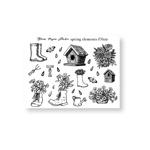 FN119 Foiled Spring Elements Planner Stickers