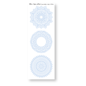 CW13 Lace Doily Journaling Planner Stickers (Sky)