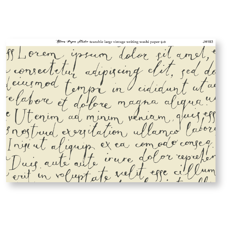 Tearable Large Vintage Writing Washi Paper 9.0
