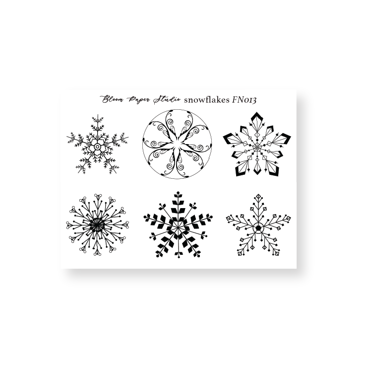 FN013 Foiled Snowflakes Planner Stickers