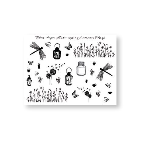 FN146 Foiled Spring Elements Planner Stickers