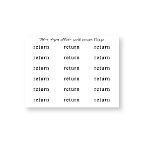 FN240 Foiled Script Serif: Return Planner Stickers