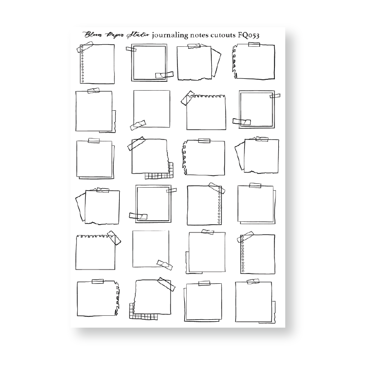 FQ053 Journaling Notes Cutouts Foiled Planner Stickers