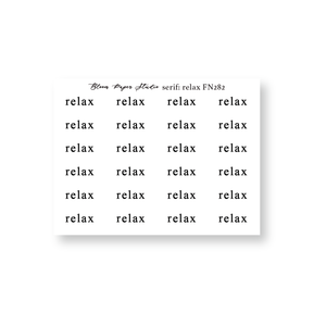 FN282 Foiled Script Serif: Relax Planner Stickers