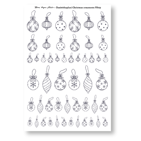 FH013 Foiled Christmas Ornaments Planner Stickers (Daniwithaplani Collab)