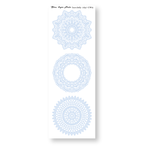 CW13 Lace Doily Journaling Planner Stickers (Sky)