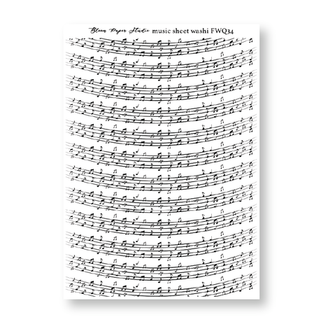 FWQ34 Foiled Sheet Music Washi Paper Stickers