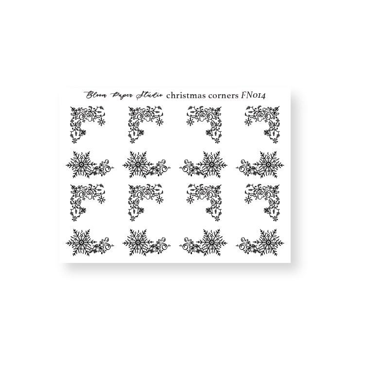 FN014 Foiled Christmas Corners Planner Stickers