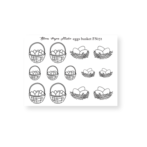 FN172 Foiled Eggs in a Basket Planner Stickers