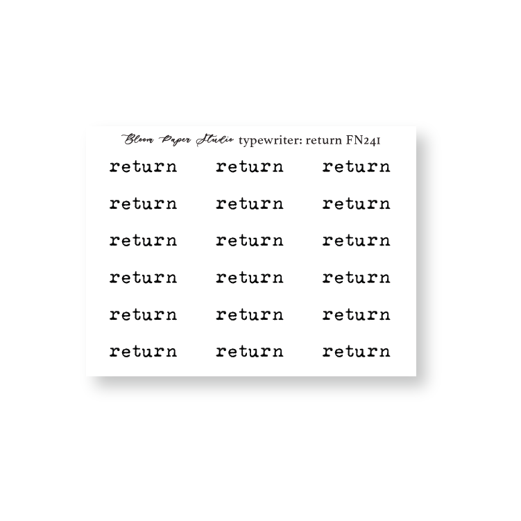 FN241 Foiled Script Tyepwriter: Return Planner Stickers