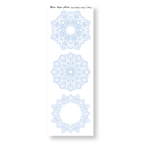 CW14 Lace Doily Journaling Planner Stickers (Sky)