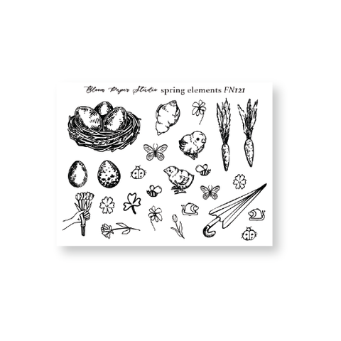FN121 Foiled Spring Elements Planner Stickers