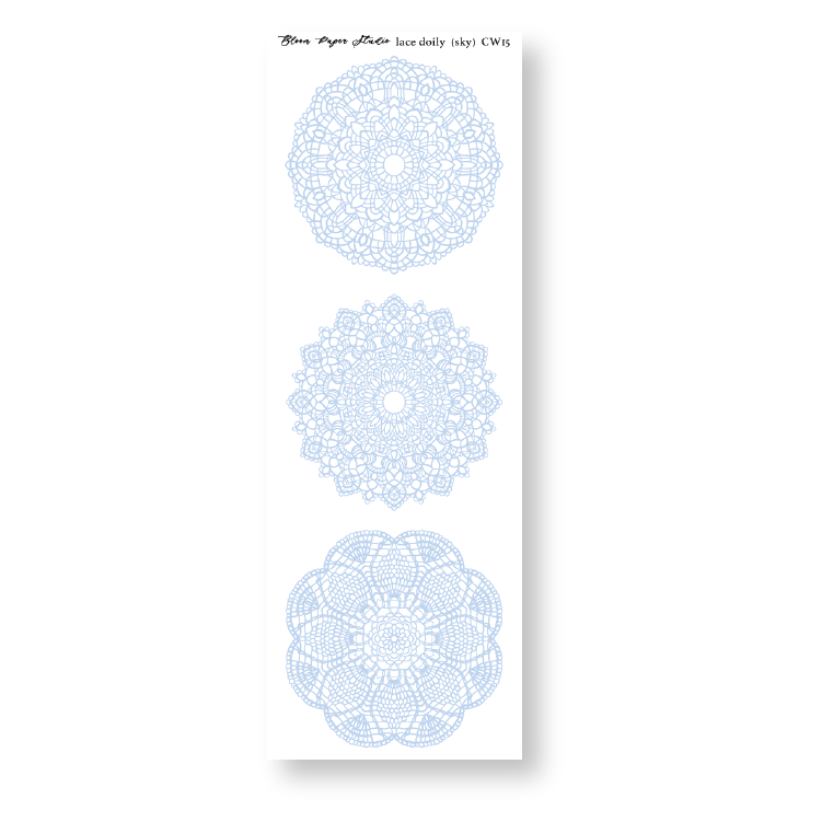 CW15 Lace Doily Journaling Planner Stickers (Sky)