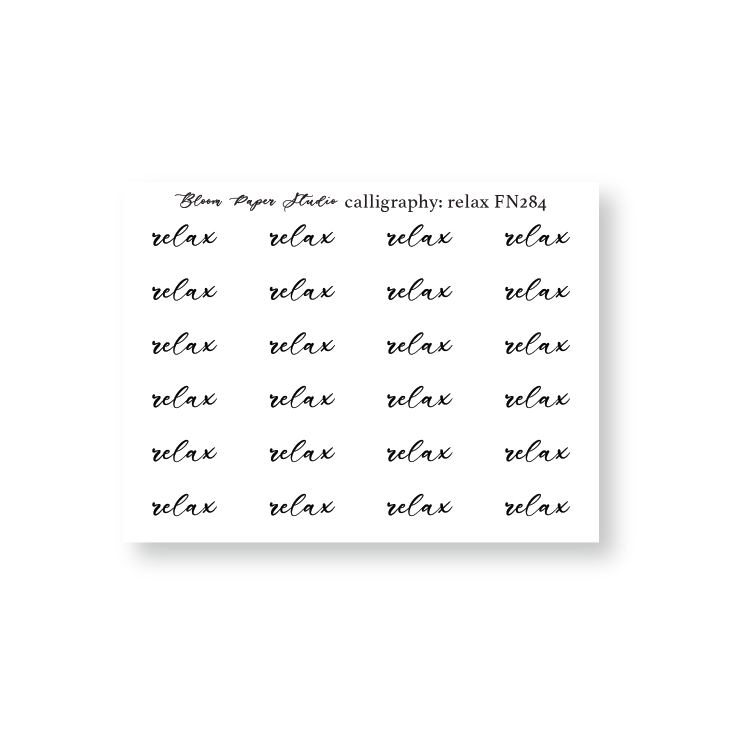 FN284 Foiled Script Calligraphy: Relax Planner Stickers