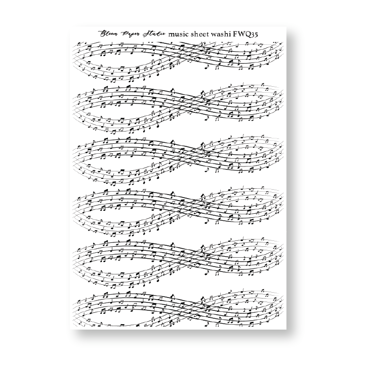 FWQ35 Foiled Sheet Music Washi Paper Stickers