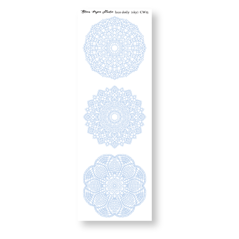 CW15 Lace Doily Journaling Planner Stickers (Sky)