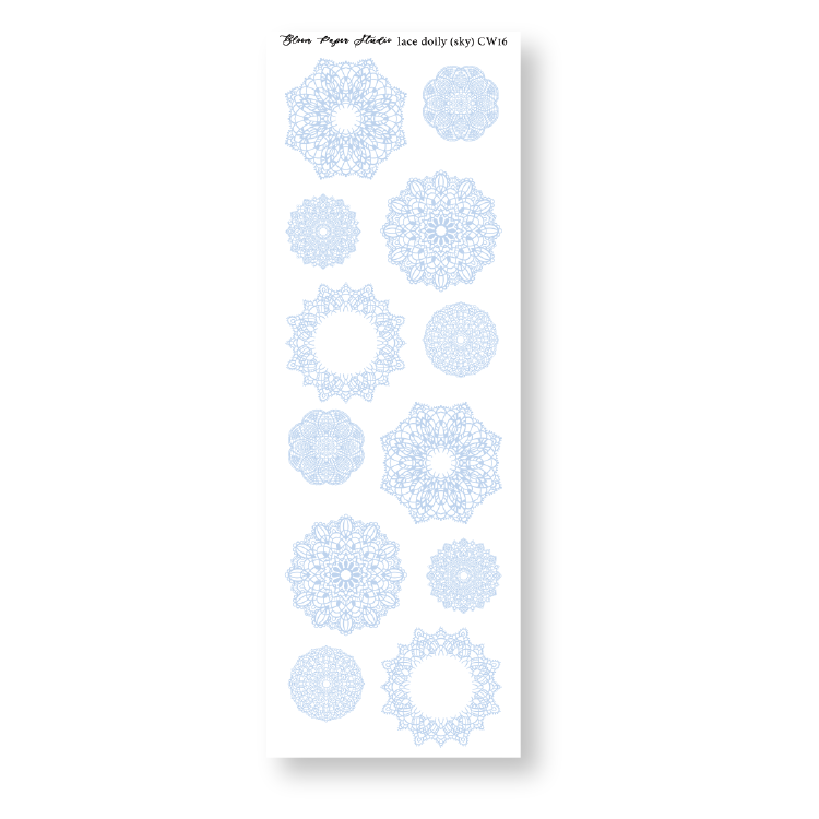 CW16 Lace Doily Journaling Planner Stickers (Sky)