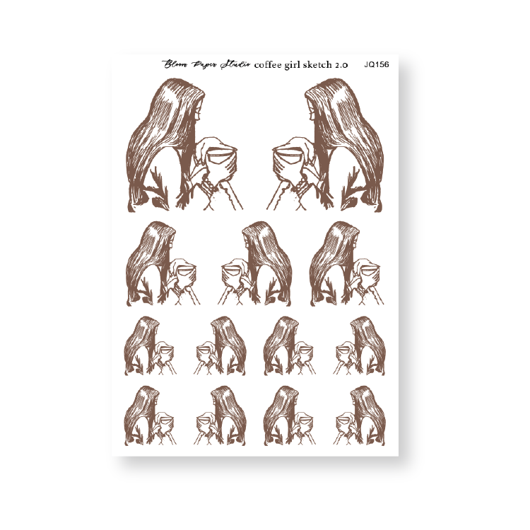 Coffee Girl Sketch 2.0 Journaling Planner Stickers
