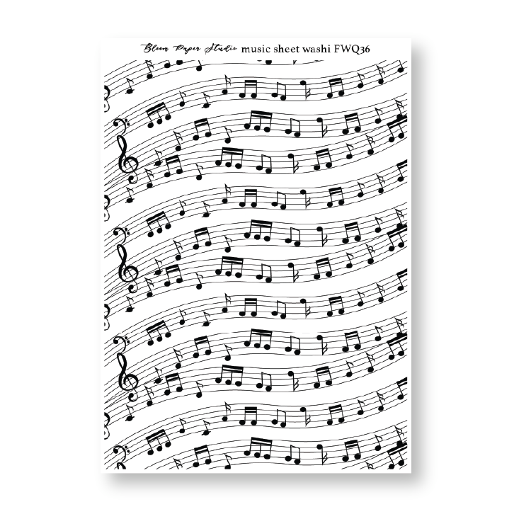 FWQ36 Foiled Sheet Music Washi Paper Stickers