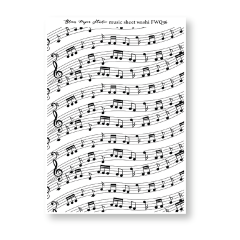 FWQ36 Foiled Sheet Music Washi Paper Stickers