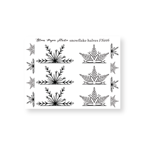 FN016 Foiled Snowflake Halves Planner Stickers