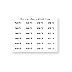 FN243 Foiled Script Serif: Work Planner Stickers