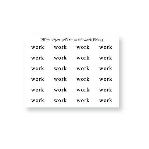 FN243 Foiled Script Serif: Work Planner Stickers