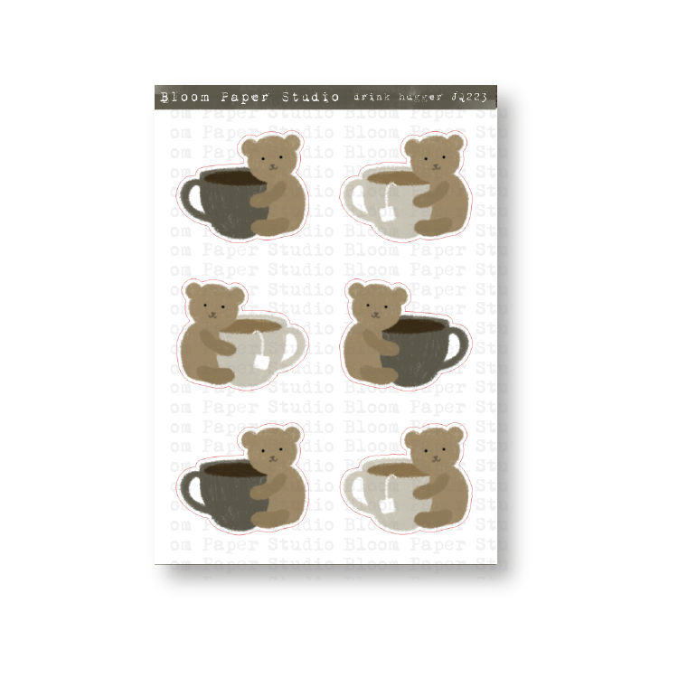 Bear Drink Hugger Doodle Planner Stickers