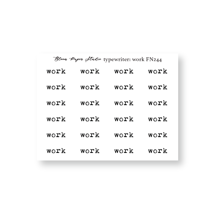FN244 Foiled Script Tyepwriter: Work Planner Stickers