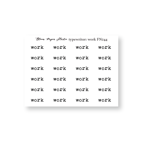 FN244 Foiled Script Tyepwriter: Work Planner Stickers