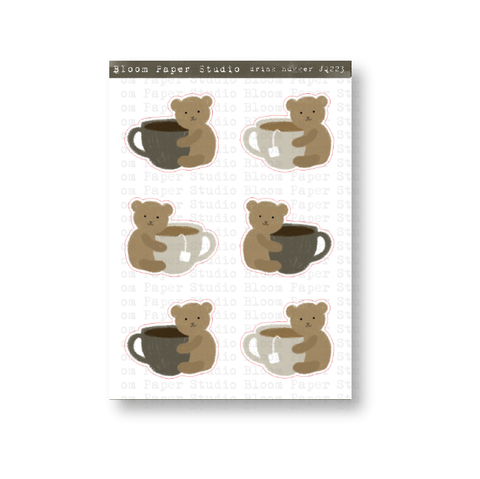 Bear Drink Hugger Doodle Planner Stickers