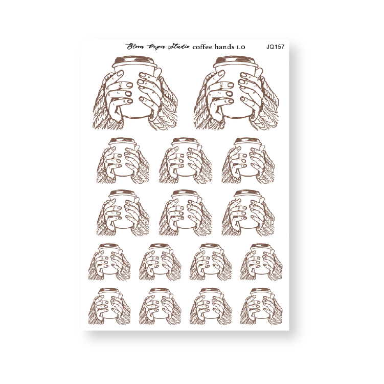 Coffee Hands Sketch 1.0 Journaling Planner Stickers