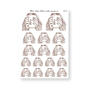 Coffee Hands Sketch 1.0 Journaling Planner Stickers