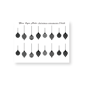 FN018 Foiled Christmas Ornaments Planner Stickers