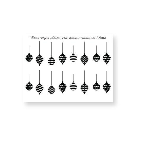 FN018 Foiled Christmas Ornaments Planner Stickers