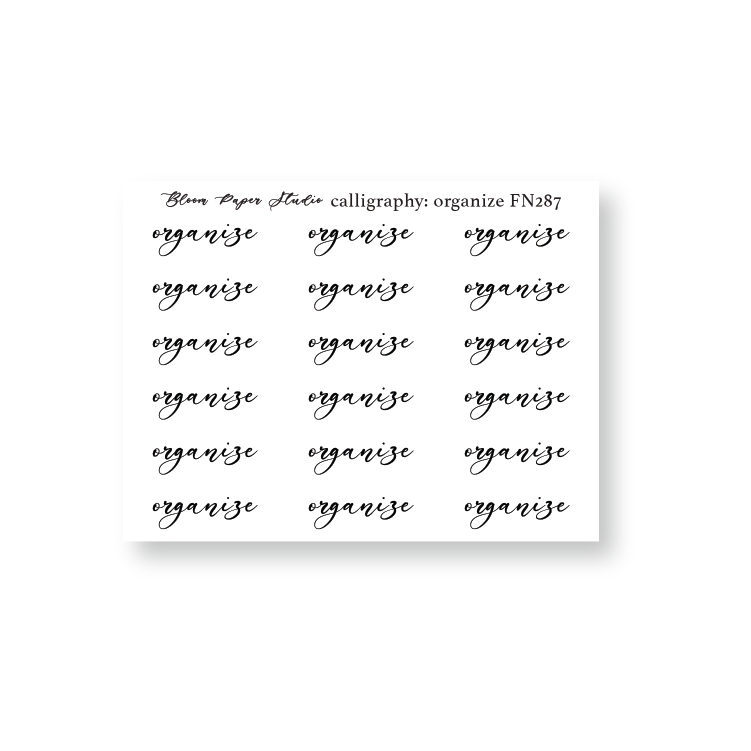 FN287 Foiled Script Calligraphy: Organize Planner Stickers