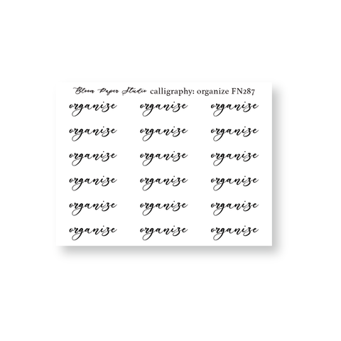 FN287 Foiled Script Calligraphy: Organize Planner Stickers