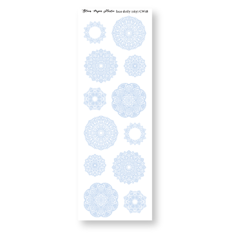 CW18 Lace Doily Journaling Planner Stickers (Sky)
