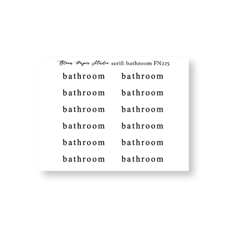 FN225 Foiled Script Serif: Bathroom Planner Stickers