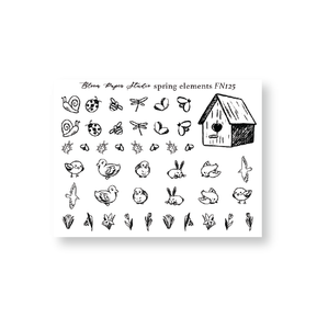 FN125 Foiled Spring Elements Planner Stickers