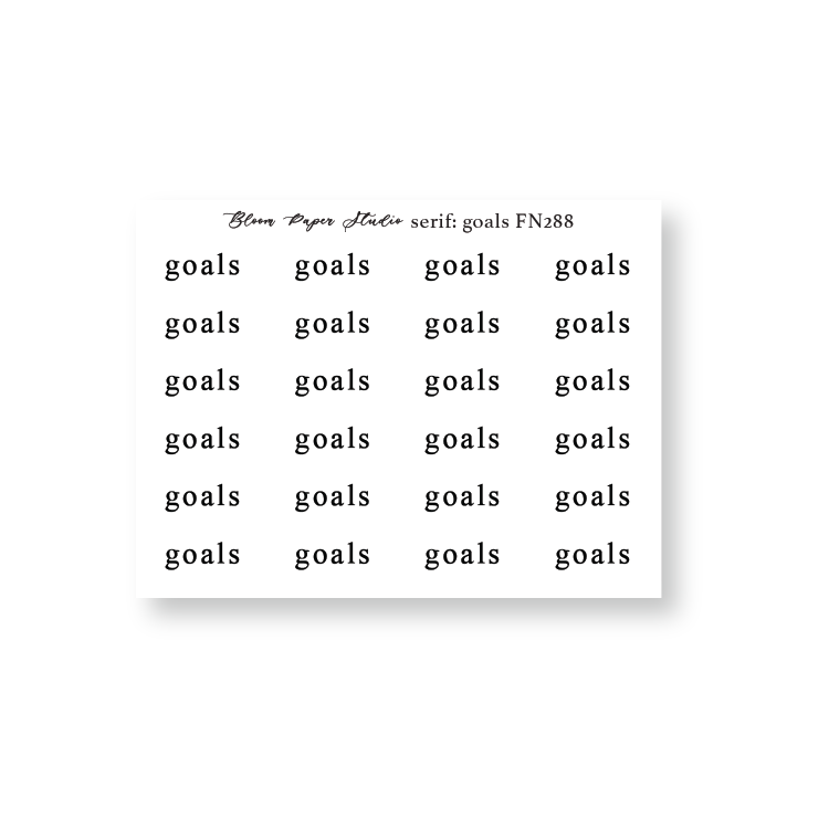 FN288 Foiled Script Serif: Goals Planner Stickers