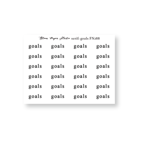 FN288 Foiled Script Serif: Goals Planner Stickers