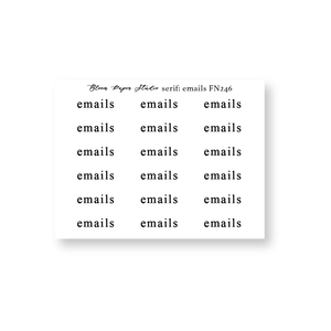 FN246 Foiled Script Serif: Emails Planner Stickers